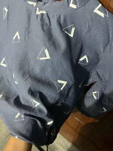 Geometric Print Lace-Up Top