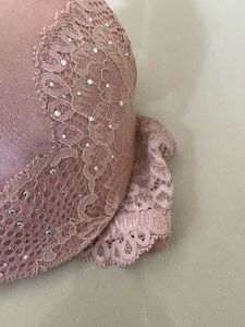 Soft Pink Lace Trim Padded Bra