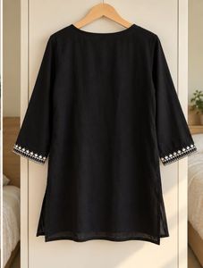 Elegant Black Kurta with White Embroidery
