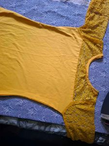 Yellow Lace Sleeve Kurti