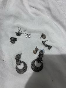Assorted Silver Tone Earrings Set
