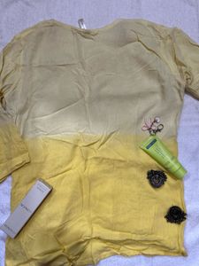 Embroidered Yellow Kurti
