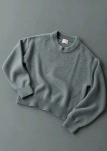 SAGE GREY PEARL EMBELLISHED KNIT SWEATER