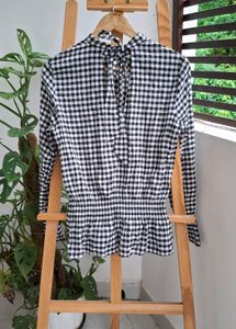 H&amp;M Gingham Peplum Top