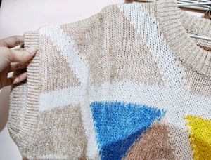 Winter Sweater - Cream &amp; Multi Color