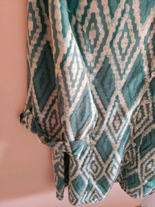 Teal Diamond Print Kurta