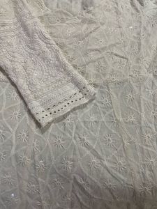 Elegant White Chikankari Kurta Set