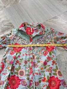 Light Blue Floral Print Kurta