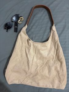 Chic Beige Suede Hobo Bag