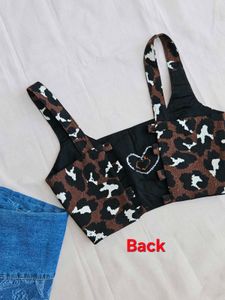 Leopard Print Heart Crop Top
