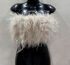 Feather Trim Tube Top
