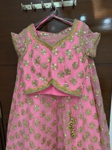 Stunning Pink &amp; Gold Embroidered Lehenga
