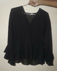 Flowy Black Tiered Blouse