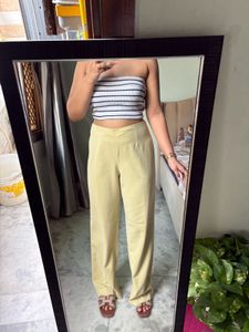 High-Waisted Wide-Leg beige trousers