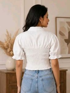 Floral Corset Top with White Puff Sleeve Shirt