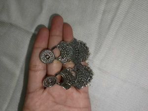 Boho Oxidized Jhumka &amp; Hoop Earrings Set