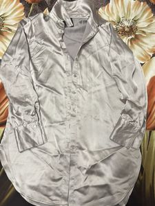 Elegant Satin Button-Up Shirt