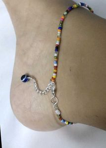 Black Beaded anklet with Flower Charms