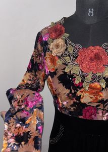 Elegant Floral &amp; Velvet dress
