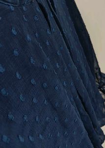 Elegant Navy Blue Swiss Dot Blouse