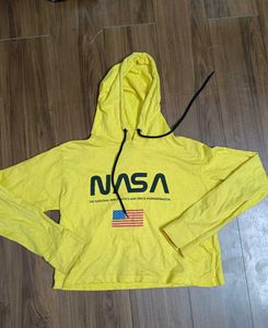 Vibrant Yellow NASA Graphic crop Hoodie..