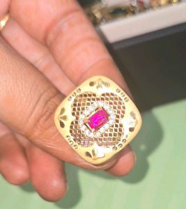 Elegant Gold Ring with Ruby & Diamonds