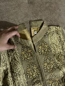Elegant Gold Embroidered Ethnic Gown