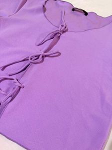 Shein Purple Tie-Front Crop Top