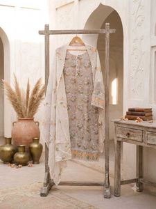 Beautiful Grey Floral Organza Kurta Set