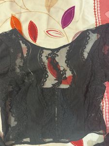 Sheer Black Lace Long Sleeve Top