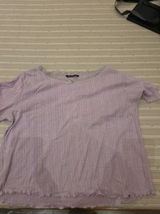 Zudio Lavender Lace Trim Top