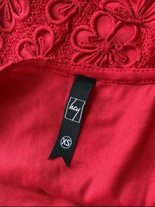 Red Lace One-Shoulder Dress