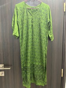 Green Embroidered Kurta