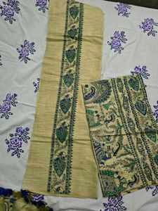 Handpainted Madhubani painting kurta set material