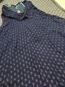 Elegant Navy Kurta with Embellished Neckline