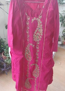 Beautiful Embroidered Pink Kurta set perfect for f