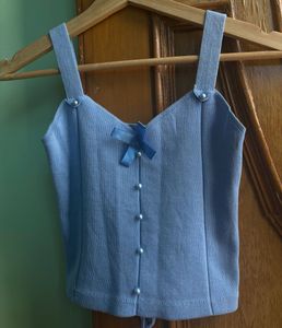Cute Blue couquette tank Top (stretchable)