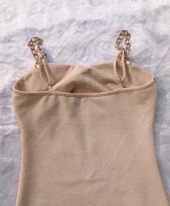 Brand New(Urbanic)Chain Strap V-Neck  Cream dress