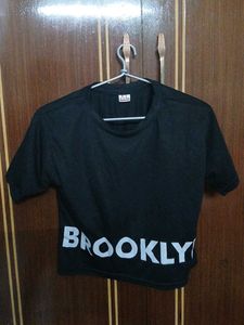 Black Brooklyn Graphic Crop Top