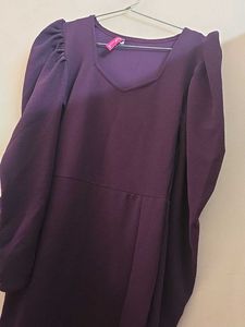 Stylish Purple Puff Sleeve Dress