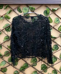 Sheer Black Sequin Party Top – It Girl Energy