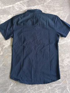 Men's Navy Graphic Print Short Sleeve Shirt