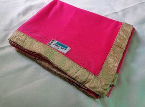 Elegant Pink Saree with Golden Border