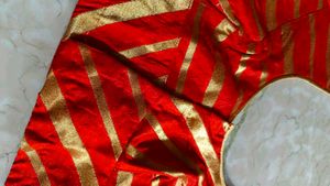 Red &amp; Gold Striped Blouse