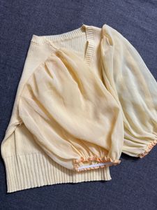 Pastel Yellow Puff Sleeve Women's Crop Top ! 💛
