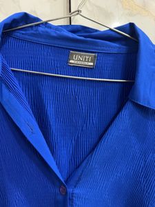 Vibrant Blue Textured Long Sleeve Top