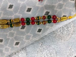 Elegant Red Green Beaded Necklace Set