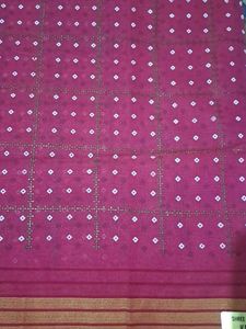 cotton chunari saree with Gold Border