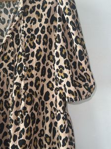 Cute Leopard Print Tiered Mini Dress