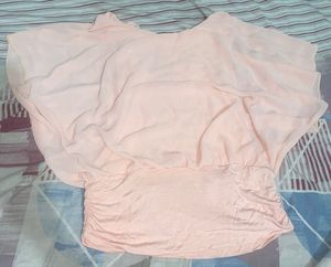 Y2K Light Pink Batwing Sleeve Top